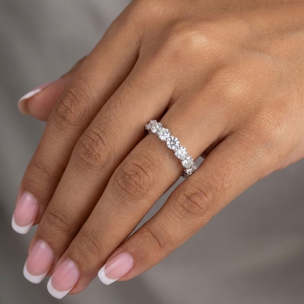 Eternity Wedding Ring Classic Solid 14K Gold 3.25 CT Round Natural Diamond H SI2