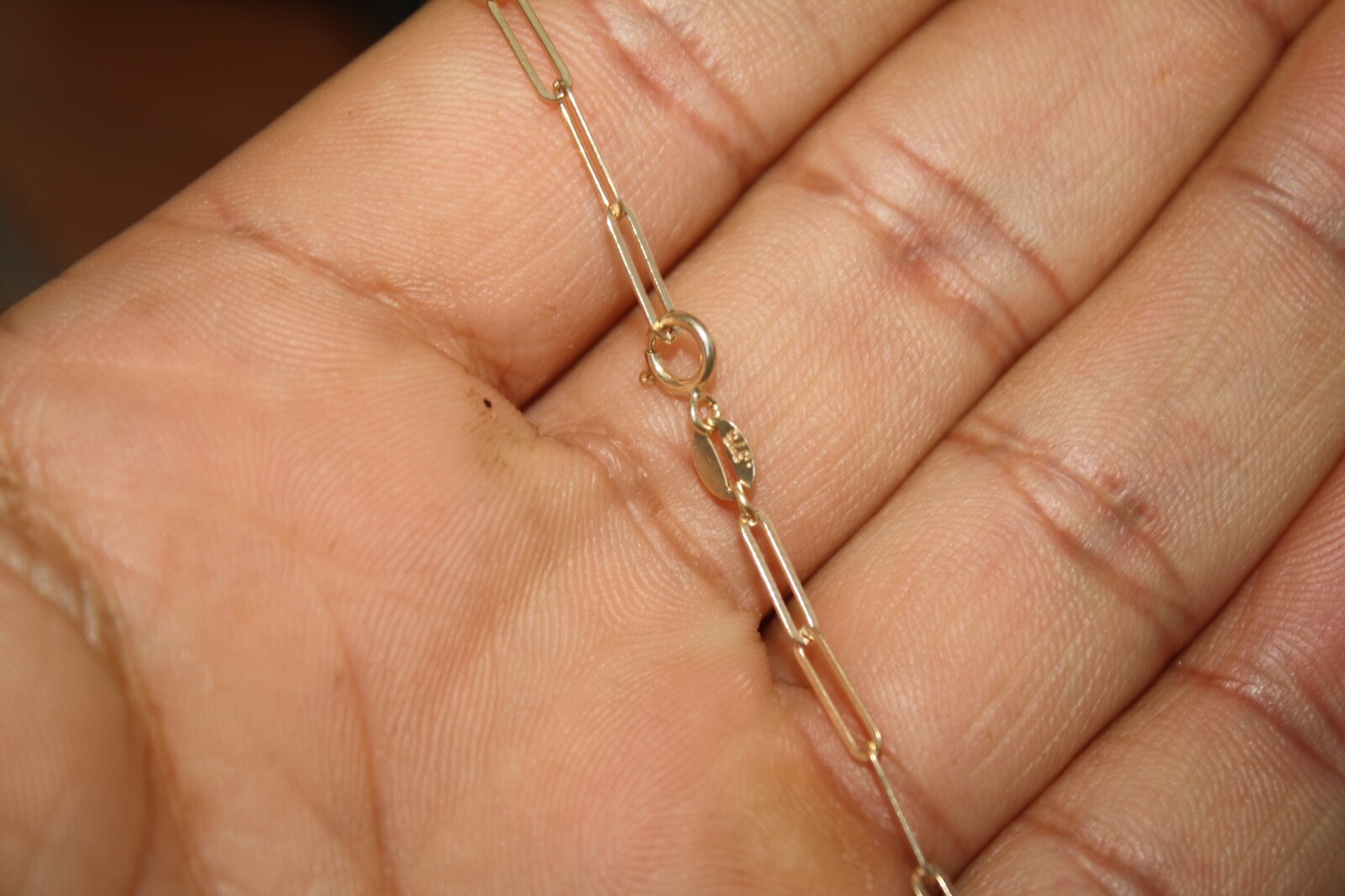 100% Genuine 9k Solid Yellow Gold Long Paperclip Link Bracelet 16cm BRAND NEW