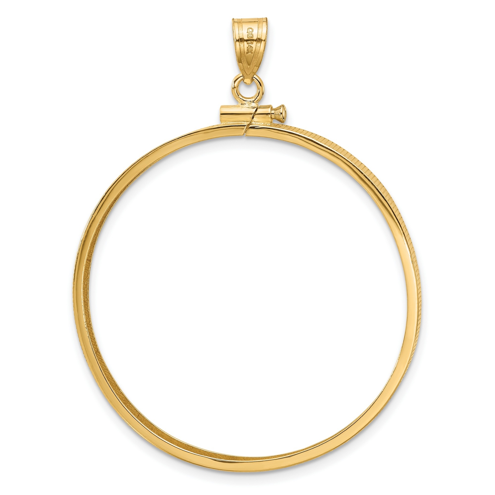 1921-1947 Mexico Centenario 50 Pesos Screw Top Reeded Border Coin Bezel 14k Gold