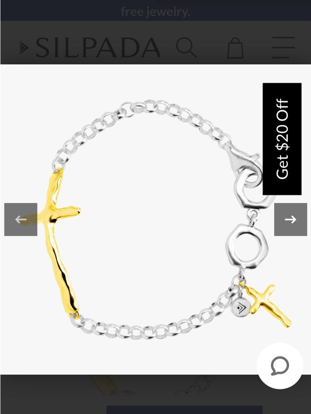 Silpada Two-Tone Cross Link Bracelet in Silver and Gold