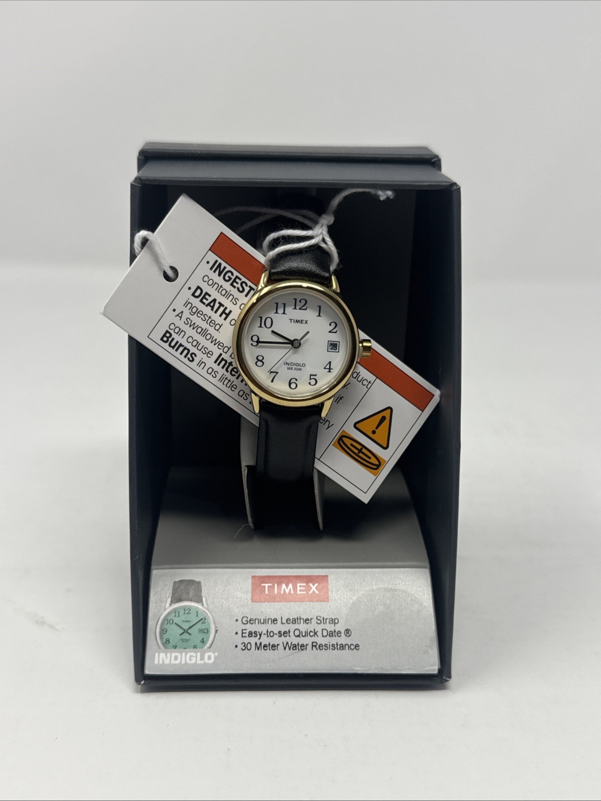 New Timex Women’s T2H341 WX Easy Reader 25mm Leather Strap Watch Indiglo NIB