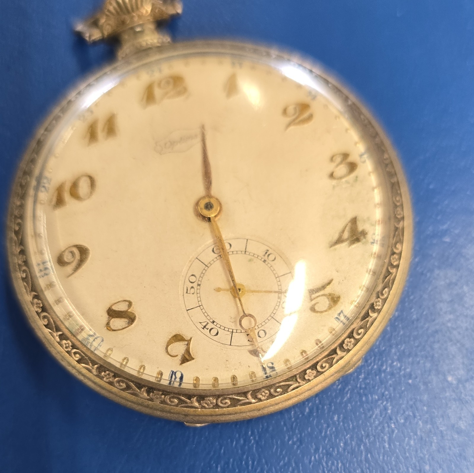 Optimal Swiss Silver Pocket Watch White Arabic Dial Small Seconds Manual