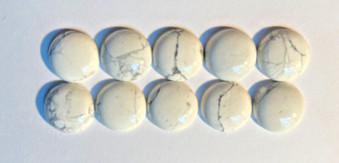 LOT OF 10 PIECES GENUINE NATURAL 15 MM CAB WHITE HOWLITE BELOW WHOLESALE!!!