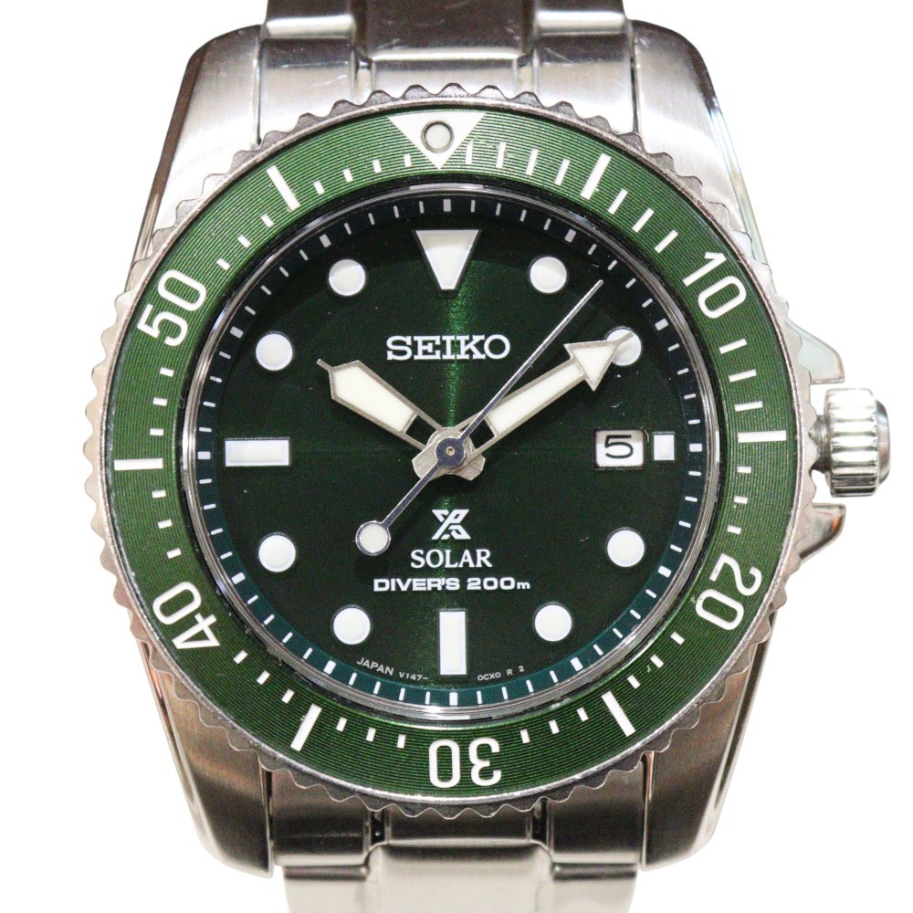Seiko Prospex SBDN077 Solar Diver Scuba Green Dial 200m – Used, From Japan
