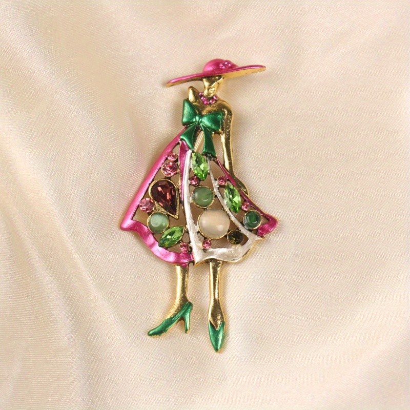 Elegant Rhinestone Enamel Lady Brooch Pin, Ideal for Daily Wear Accessory