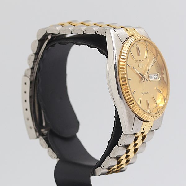 Operational SEIKO 5 7S26 3110 AT automatic day date gold dial men’s wristwatch 2
