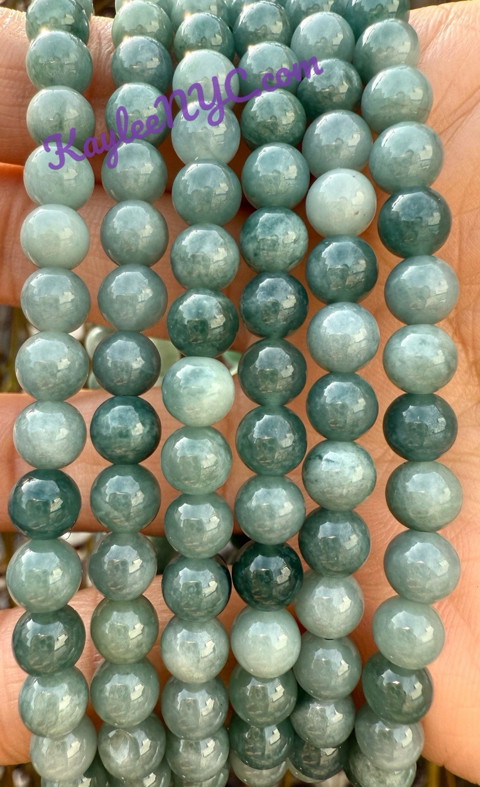 Wholesale Lot 6 Pcs Jade 5.5mm 7.5” Crystal Healing Stretch Bracelet