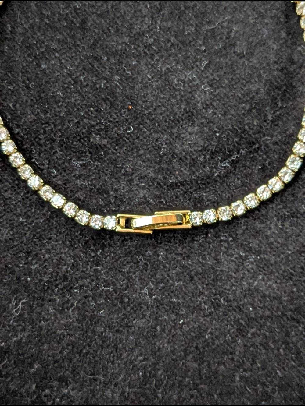 Gold-Tone Clear Crystal Tennis Bracelet or Anklet Jewelry Dainty Luxury 8.5 Inch