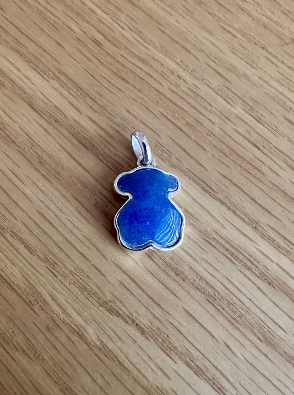 TOUS Sterling Silver 925 & Blue Dumortierite Bear Pendant