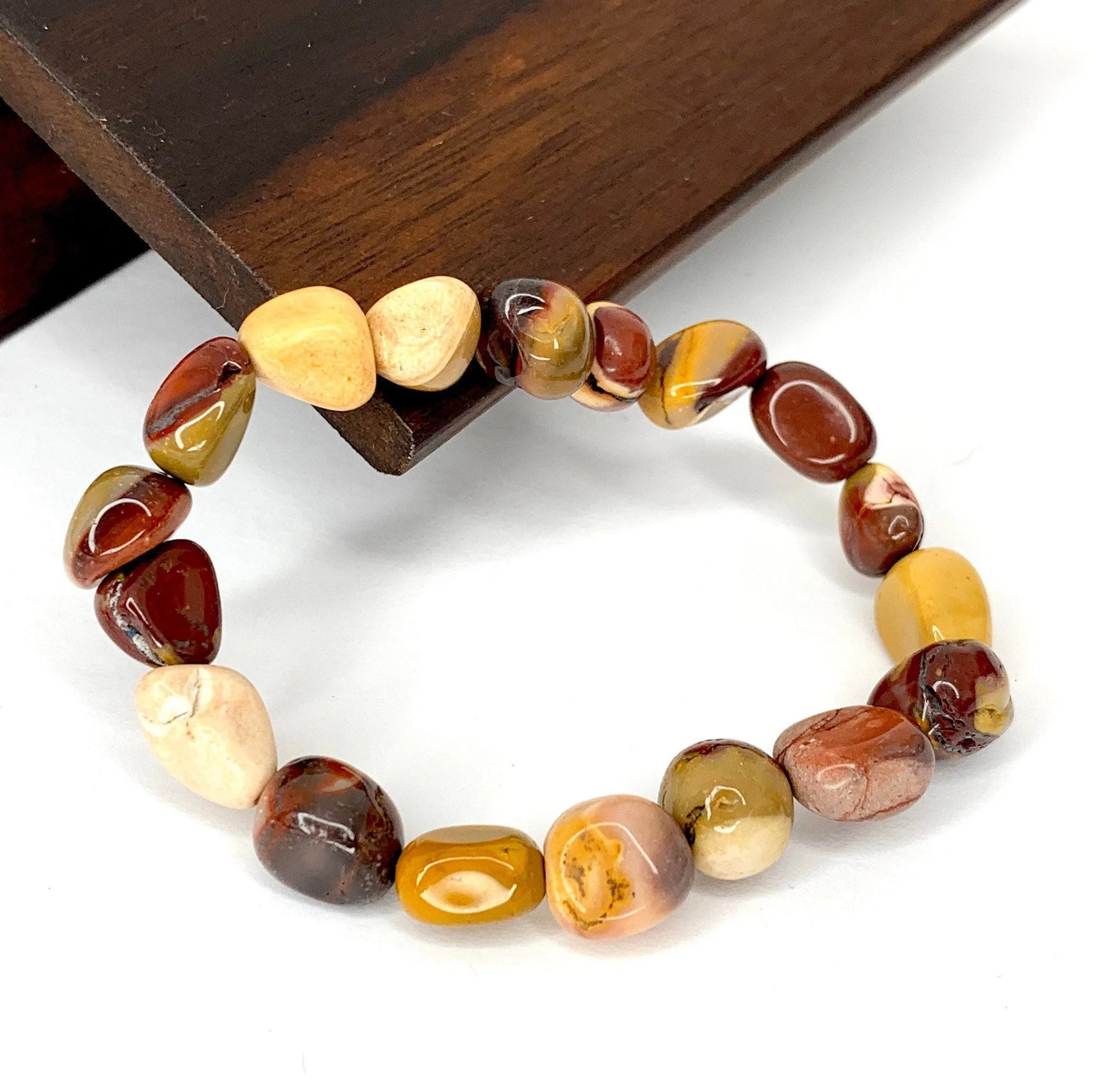 Mookaite Jasper Tumbled Bead Stretch Bracelet