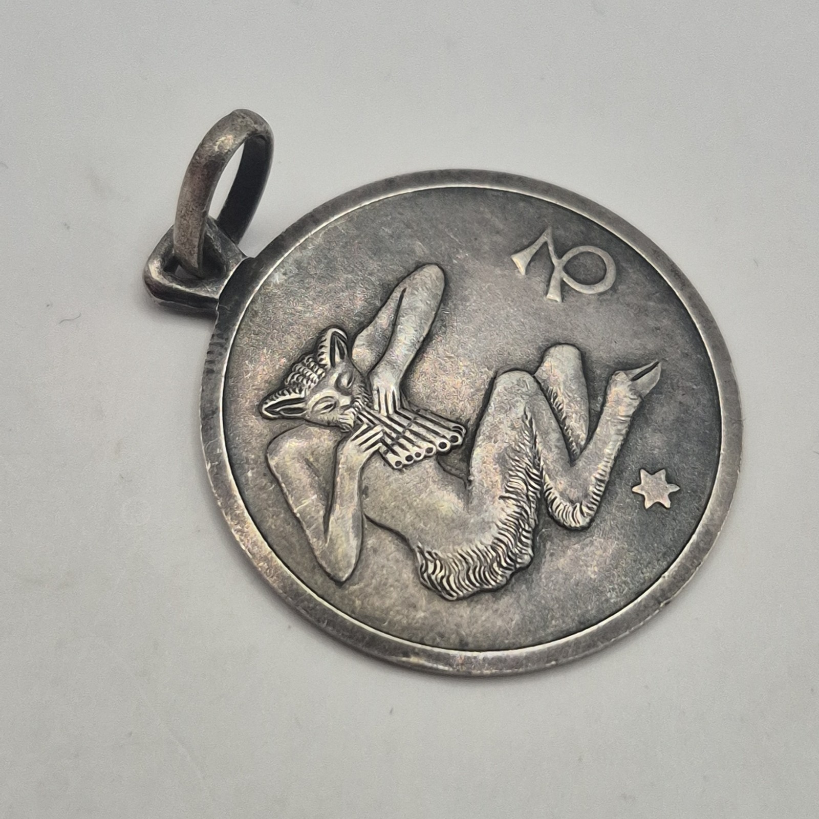 Unoaerre 1AR 800 Silver Astrology Astrological Satyr Capricorn Medal Pendant