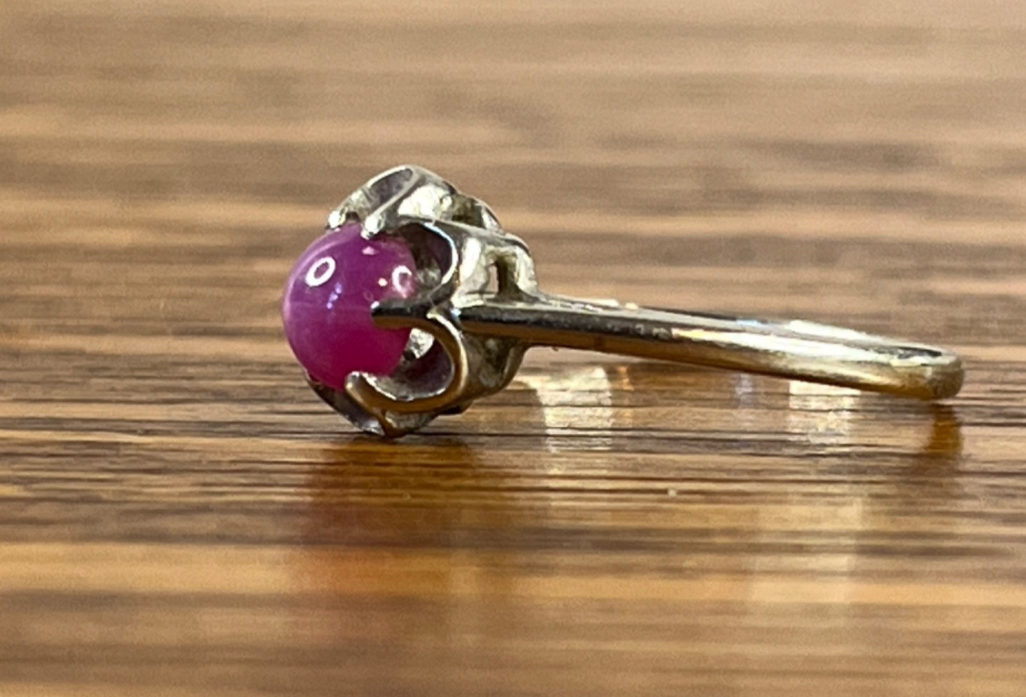 1960s Pink Star Sapphire Ring Belcher Buttercup 10K White Gold Size RAREnot blue