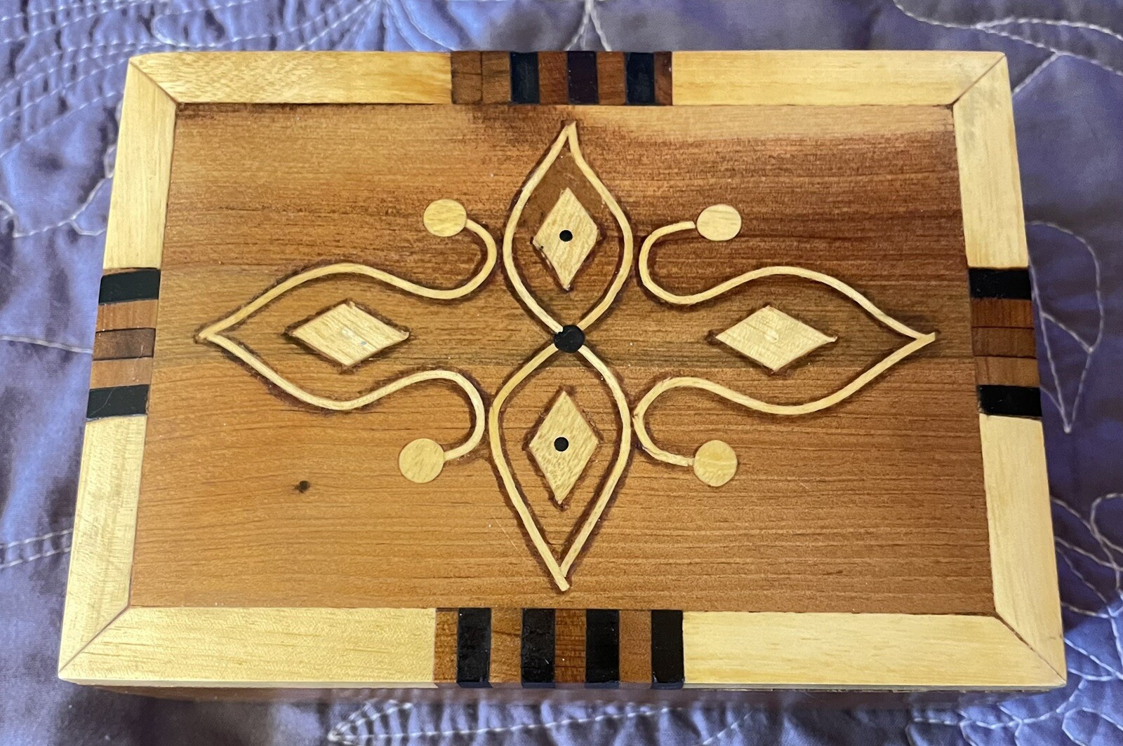 Wood Jewlery box Moroccan Handcrafted Detailed Inlayed Design 5×3.5 Inches