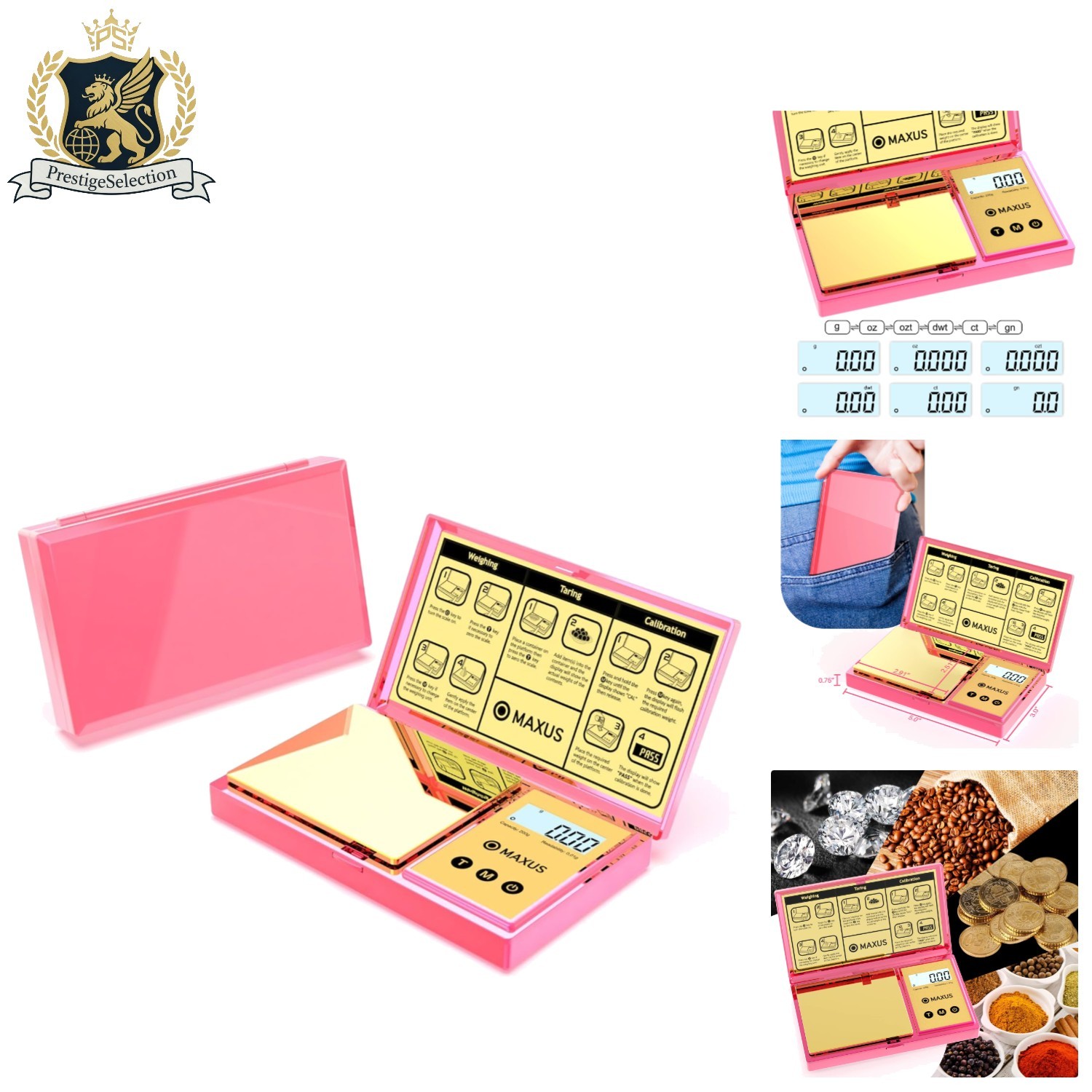 Luxury Pink Pocket Scale 200g x 0.01g – Backlit LCD & Tare Function for Easy Use
