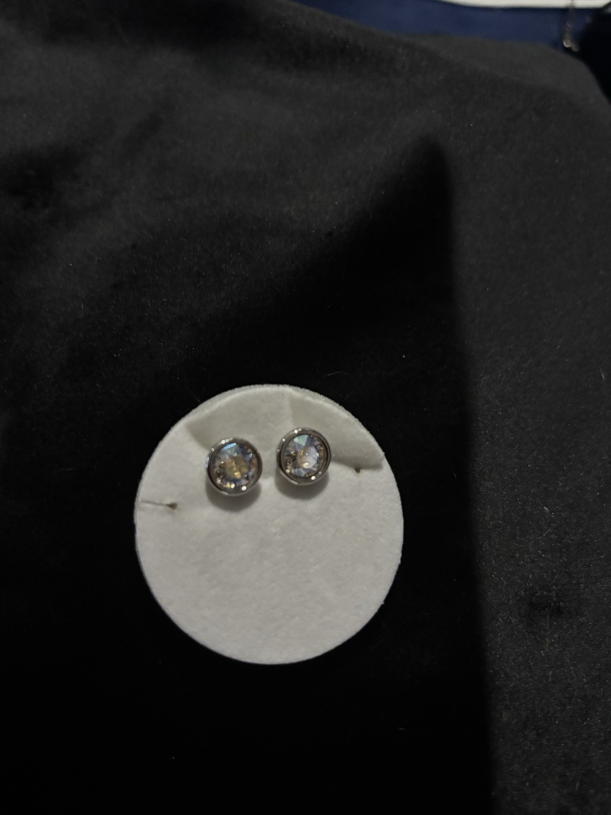 White House Black Market Silver Tone Clear Round CZ Necklace & Stud Earrings Set
