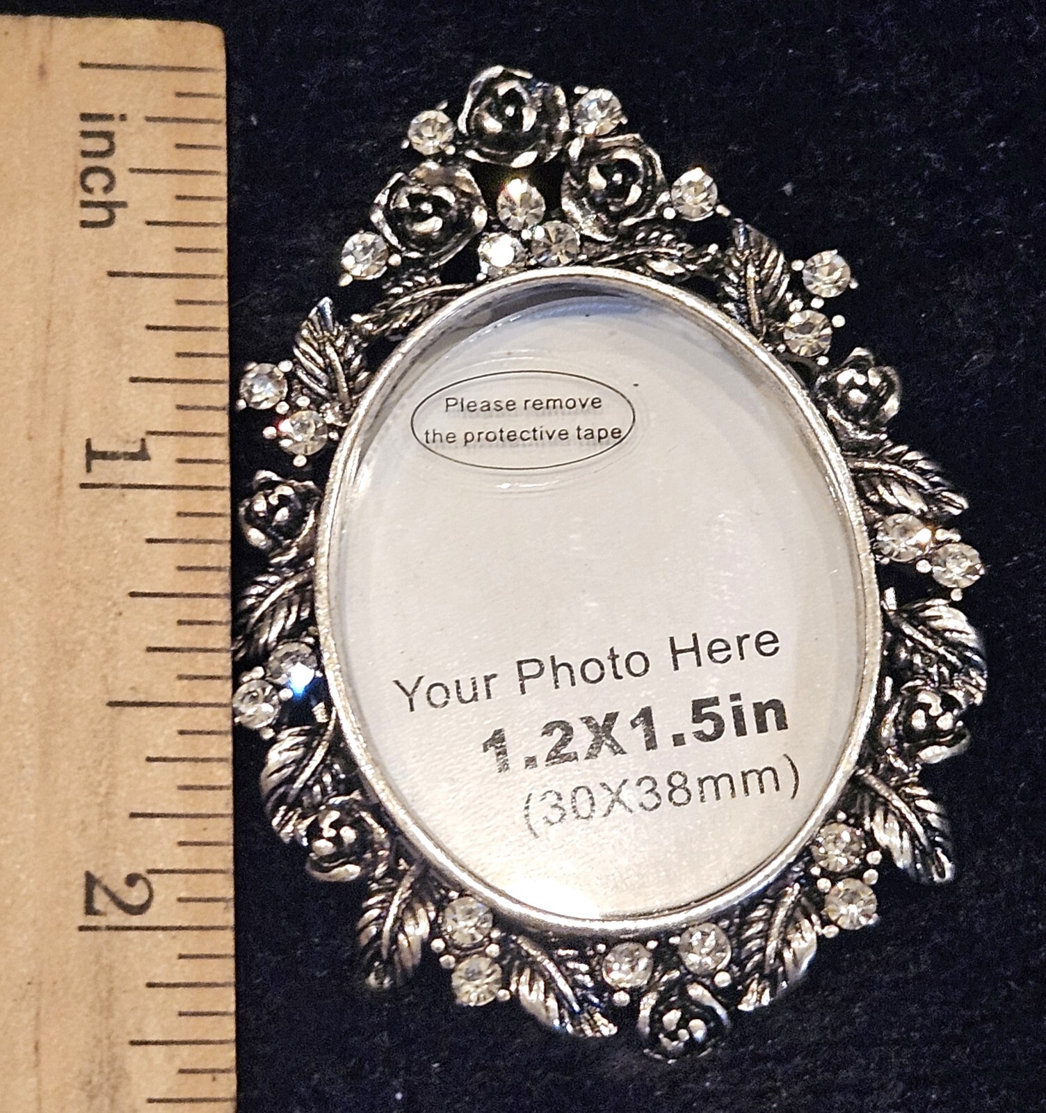 PICTURE PHOTO FRAME BROOCH SILVER TONE W/ RHINESTONES EXTRAVAGANT MUST BUY GIFT