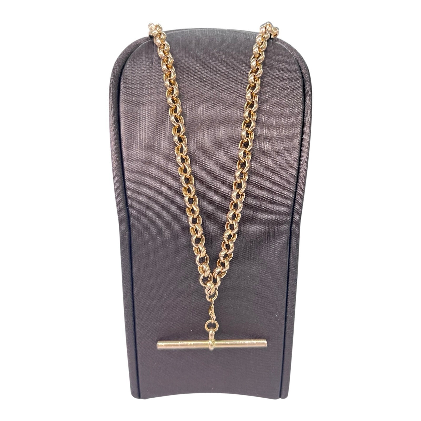 9ct 9k Yellow Gold Round Belcher Chain Necklace Albert Tbar 11.44 Grams 46cm New