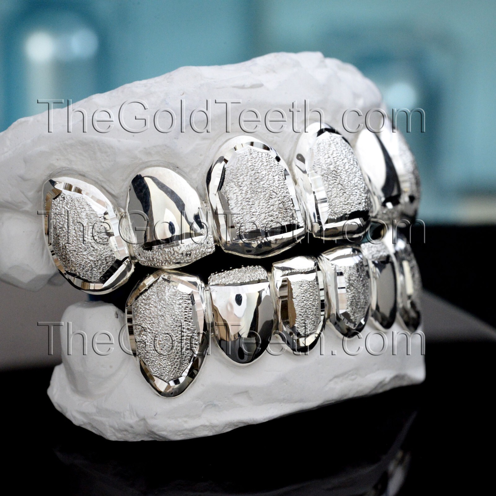 Custom Grillz .925 Sterling Silver Diamond Dust Handmade Real Grill Teeth