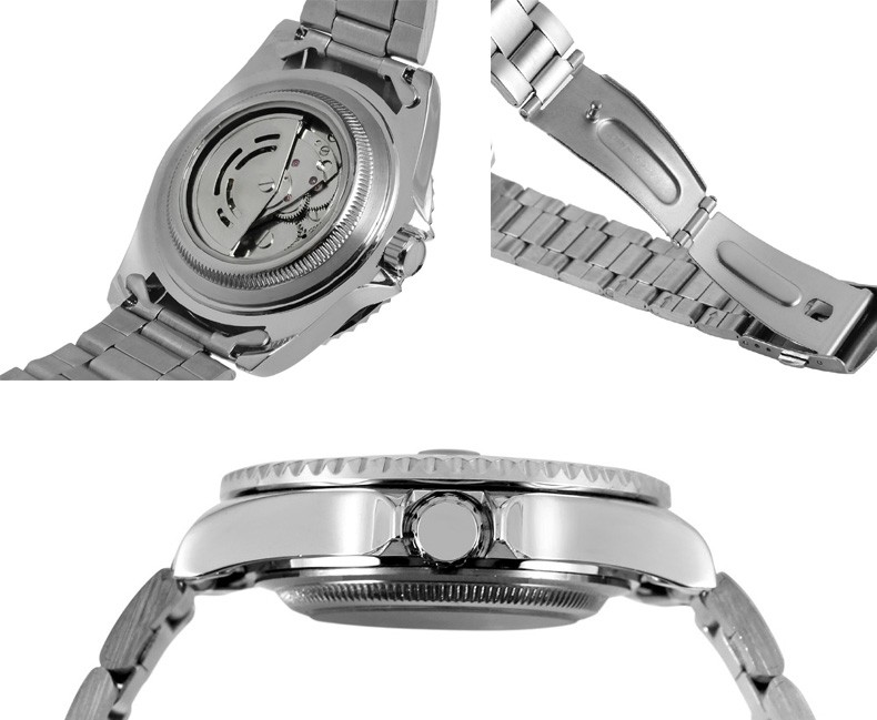 Luxury Automatic Mechanical Watches Stainless Steel Luminous Business Mens Watch