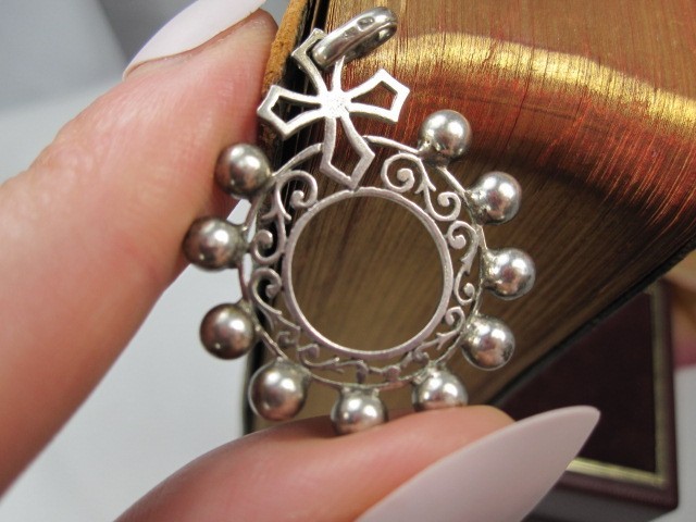 Antique European Silver Pendant with Little Cross Motif