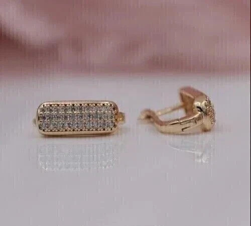 Women’s Huggie Hoop Earrings Round Cut Simulated Diamond 925 Starling Silver