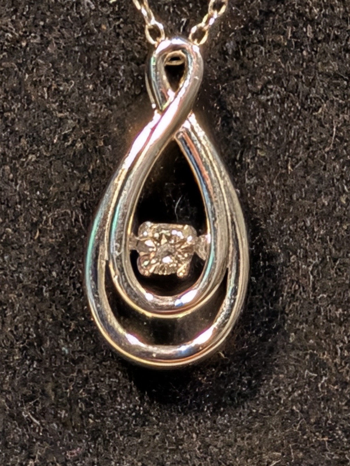 Designer Hou Sterling Silver Floating Diamond Infinity Pendant Necklace 925