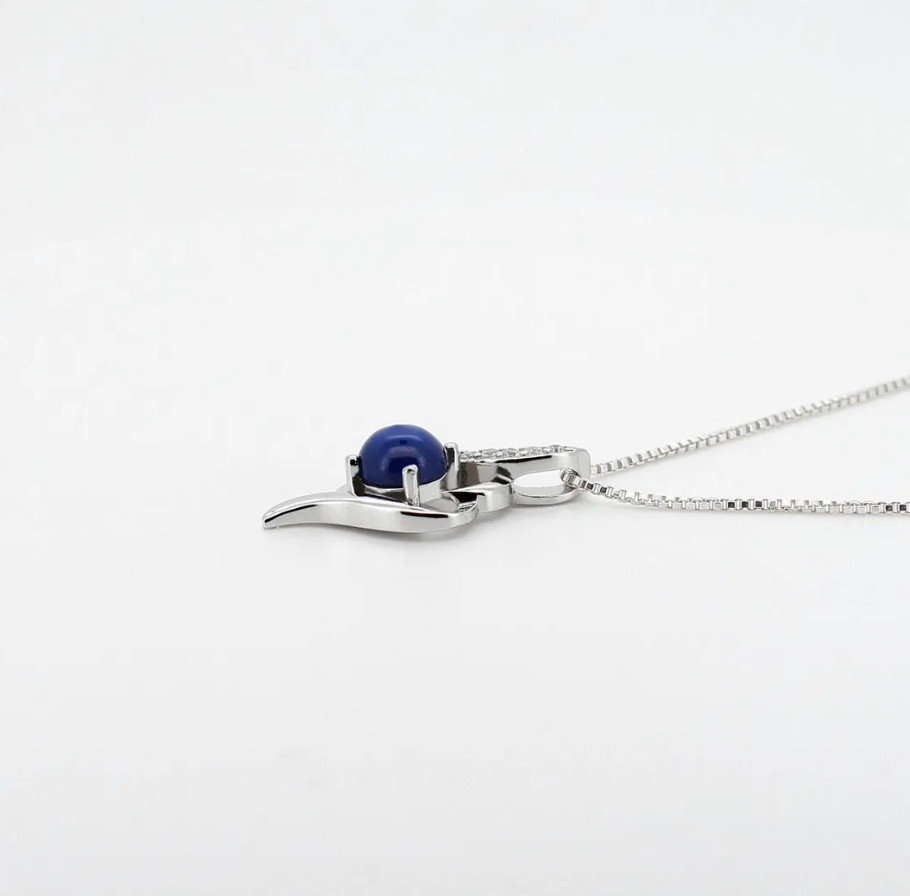 Unique Round Blue Star Sapphire Necklace 925 Silver Zircon Pendant Necklace Gift
