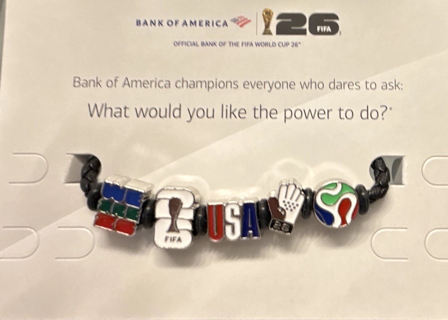 FIFA USA Adjustable Black Cord Bead Charm Bracelet Multicolor Sports Small