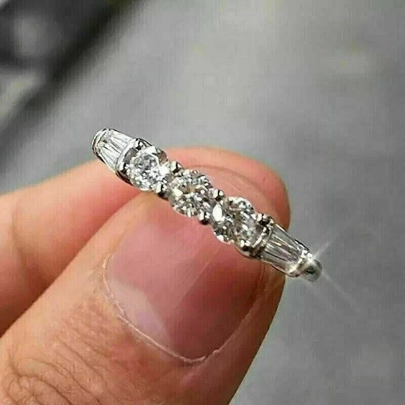 1.50 Ct Round Cut Real Moissanite 5-Stone Engagement Ring 14K White Gold Plated