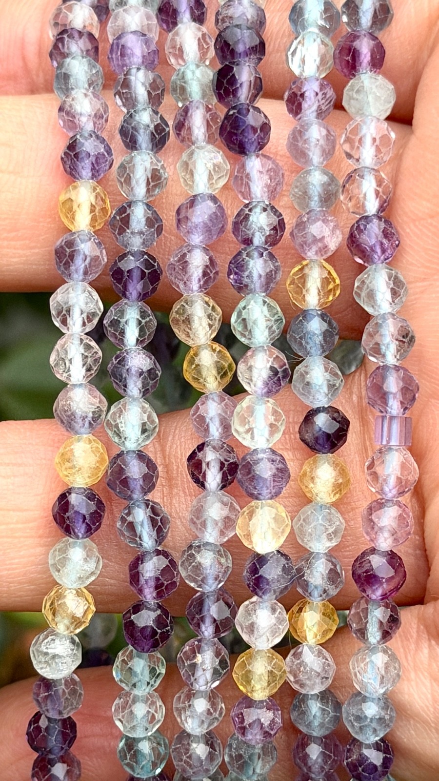 Wholesale 6 Pcs Natural Fluorite 4mm Faceted 7.5” Stretch Bracelet