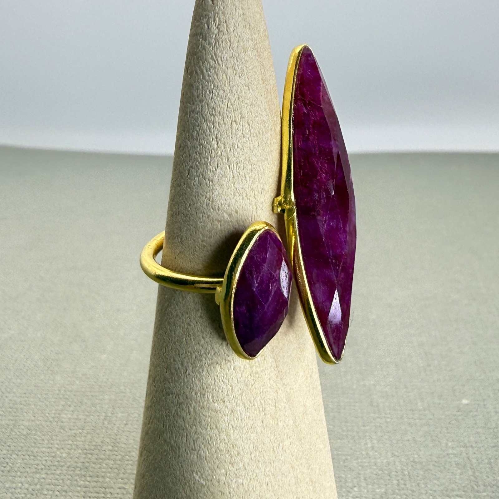 Gold Vermeil Sterling Silver Double Marquise Bypass Statement Ring