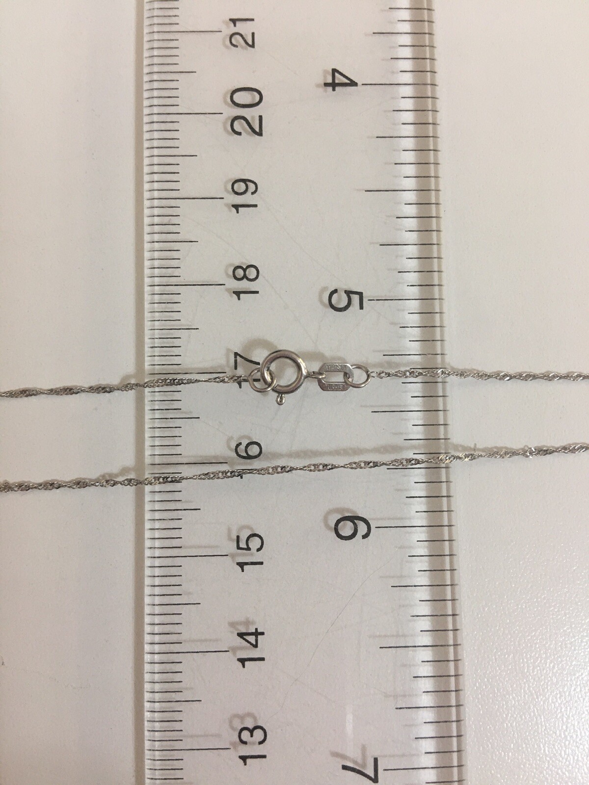 10K Solid White Gold Twisted Skinny ￼￼Singapore Chain 18” Necklace Midas Turkey