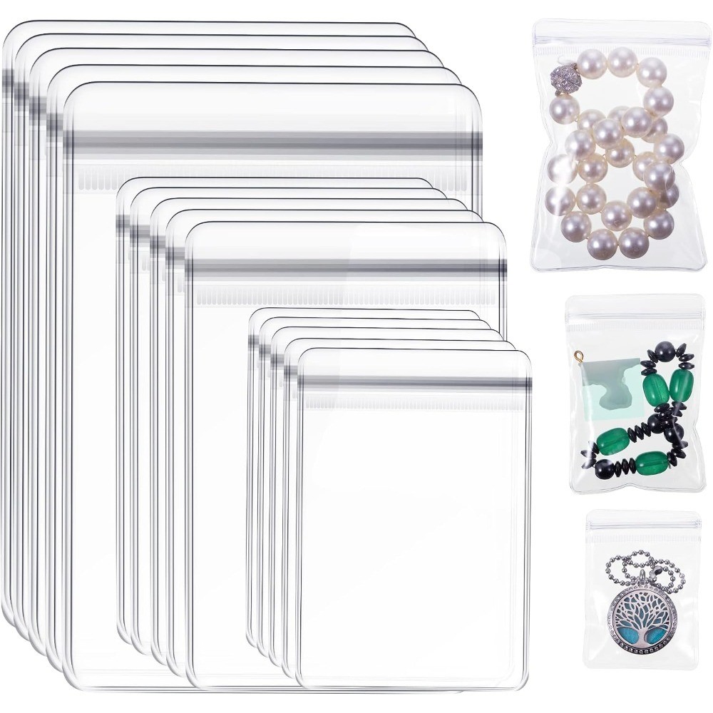 120 Pieces Anti Tarnish Jewelry Bags for Organizer and Storage Clear PVC