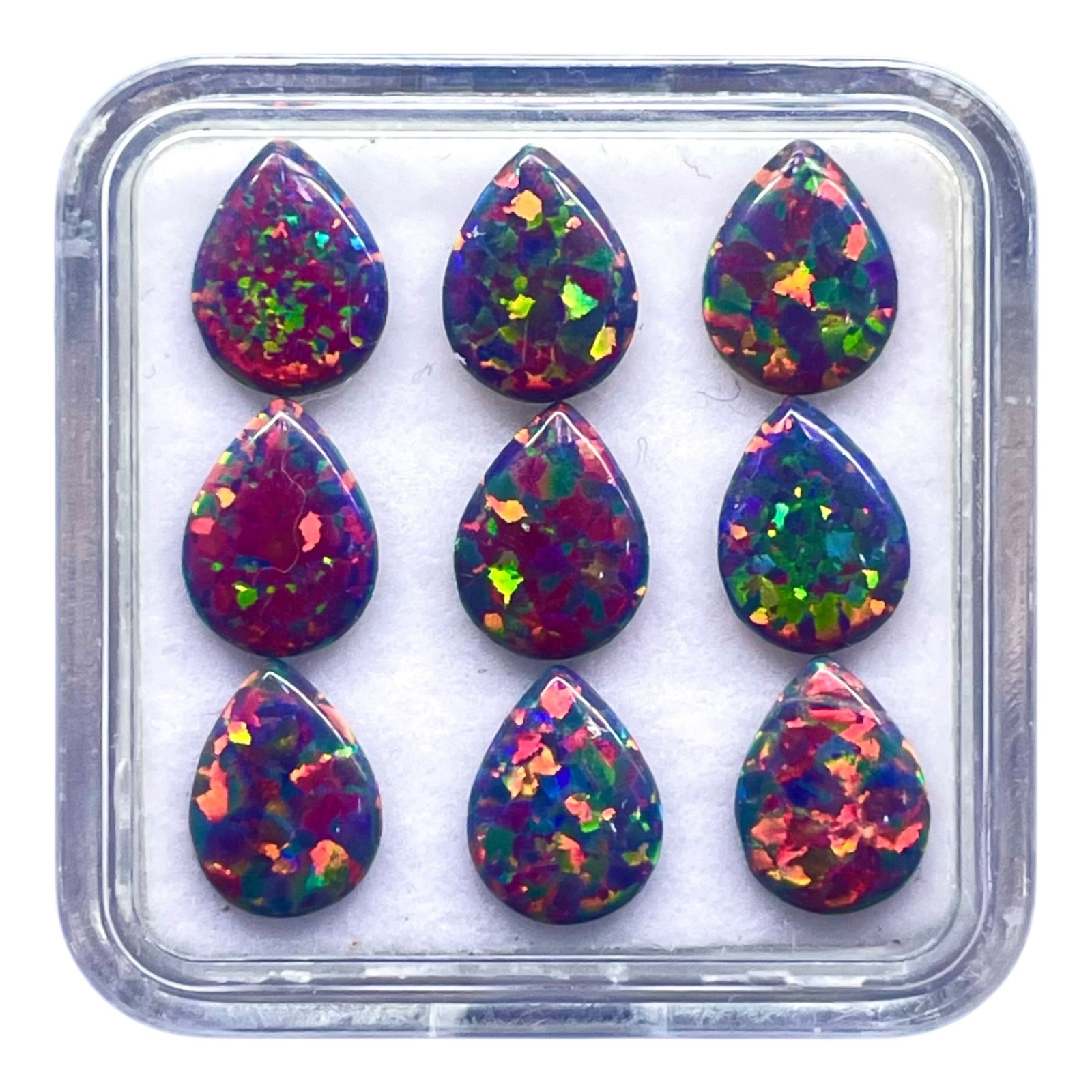 4 Pcs Black Australian Opal 8x6mm Pear Cabochon 5A Quality Lab Created Gemstones