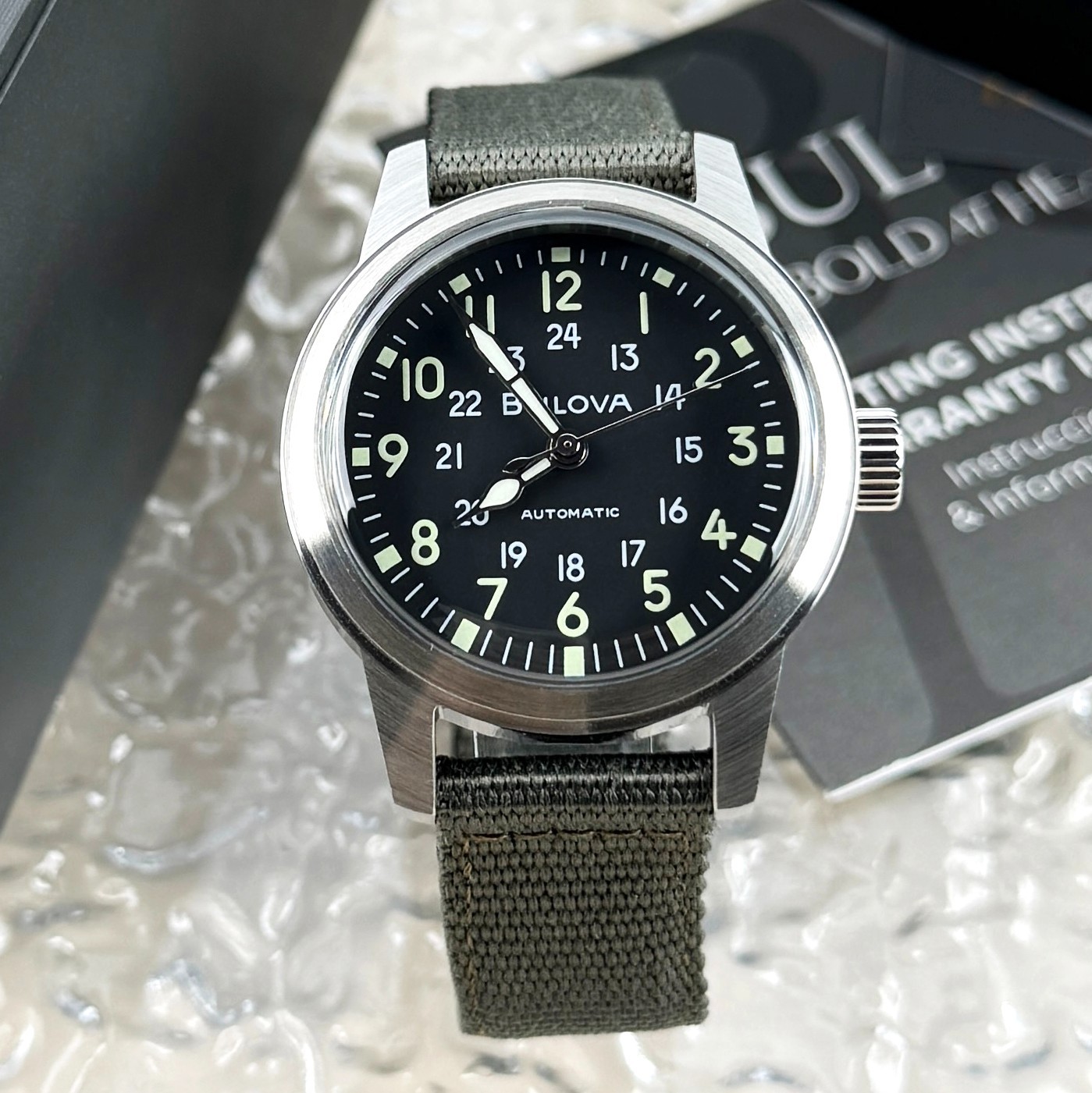 Bulova VWI SPECIAL EDITION Hack Automatic Black Dial Men’s Watch 96A259 38mm