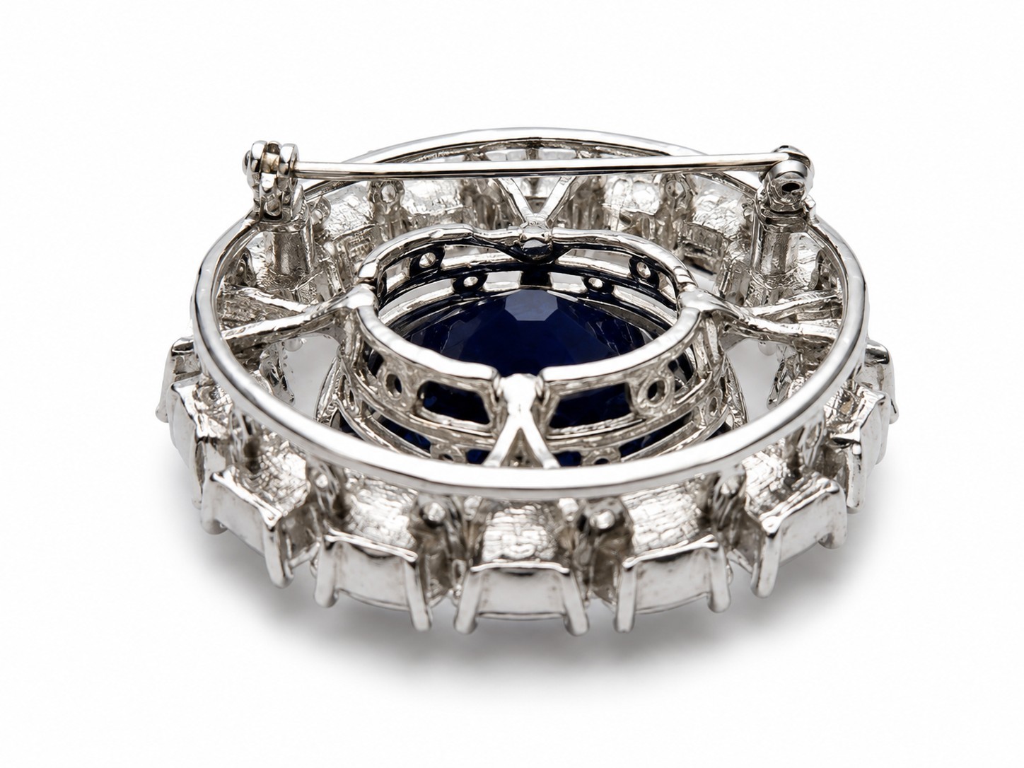 Vintage Smithsonian Institution Replica Blue Hope Diamond Glass Brooch 1.5″ x 1″