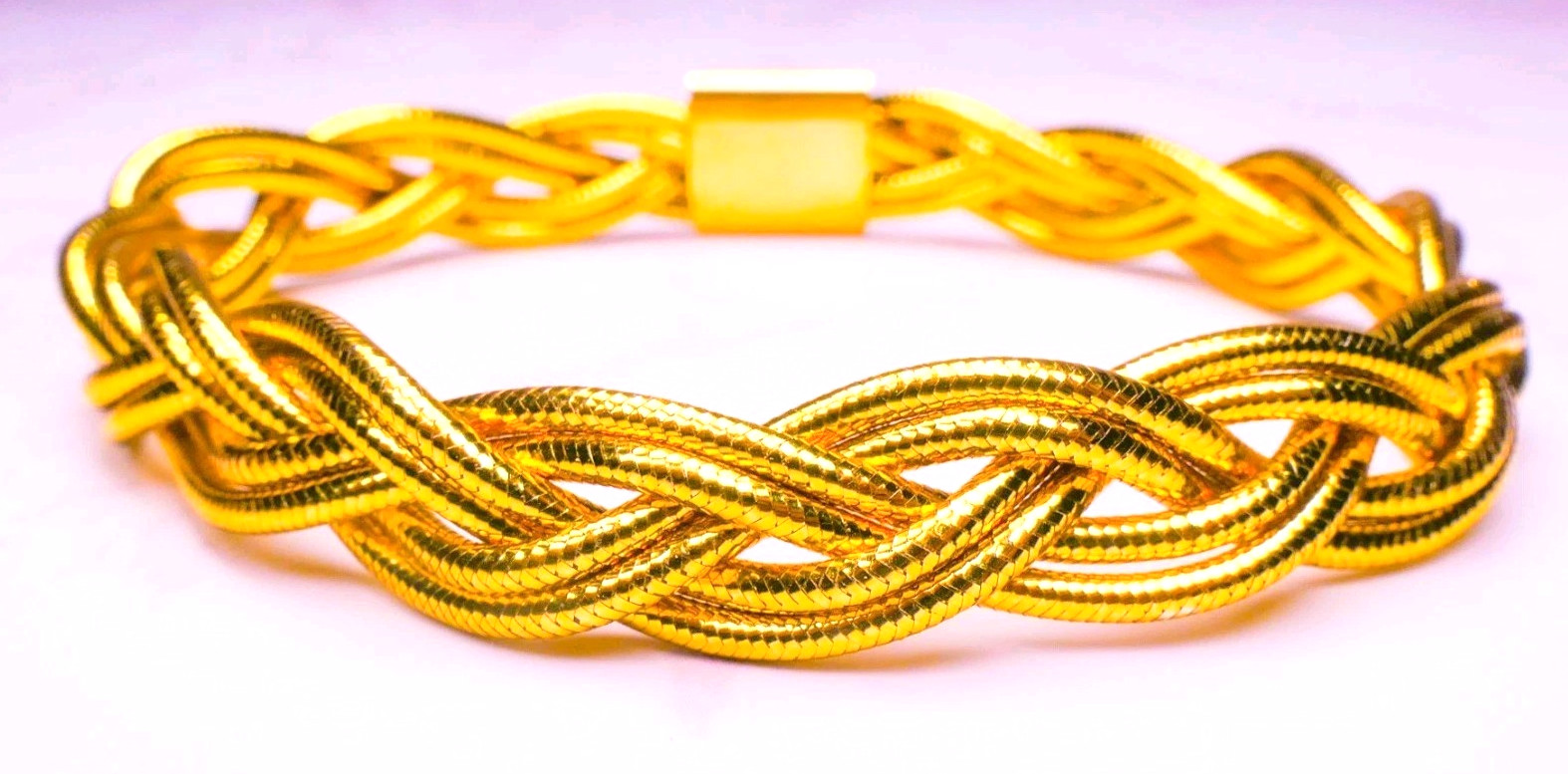 14K Italy Double Strand Braided Bracelet 8″ 6.75g Golden Clef International