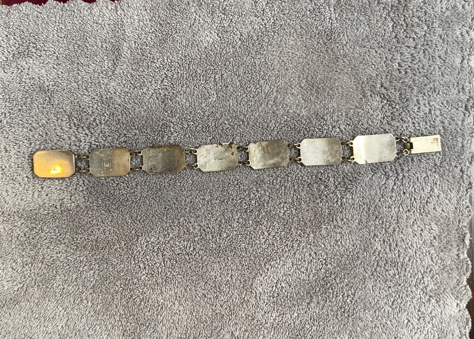 Vintage Chinese Export Silver Motif Panel Link Bracelet