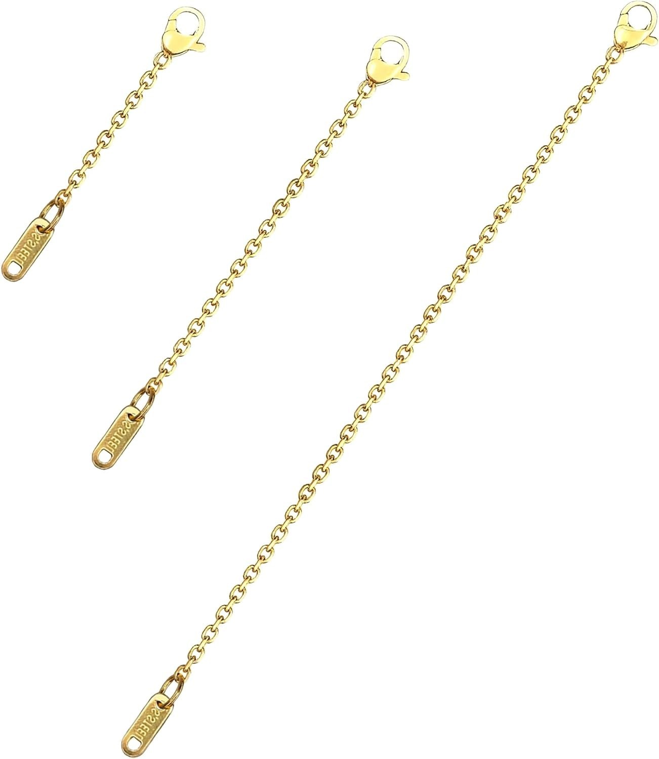 3 Pcs Necklace Extenders for Women, 2″ 4″ 6″ 18k Gold Plated Chain Extenders