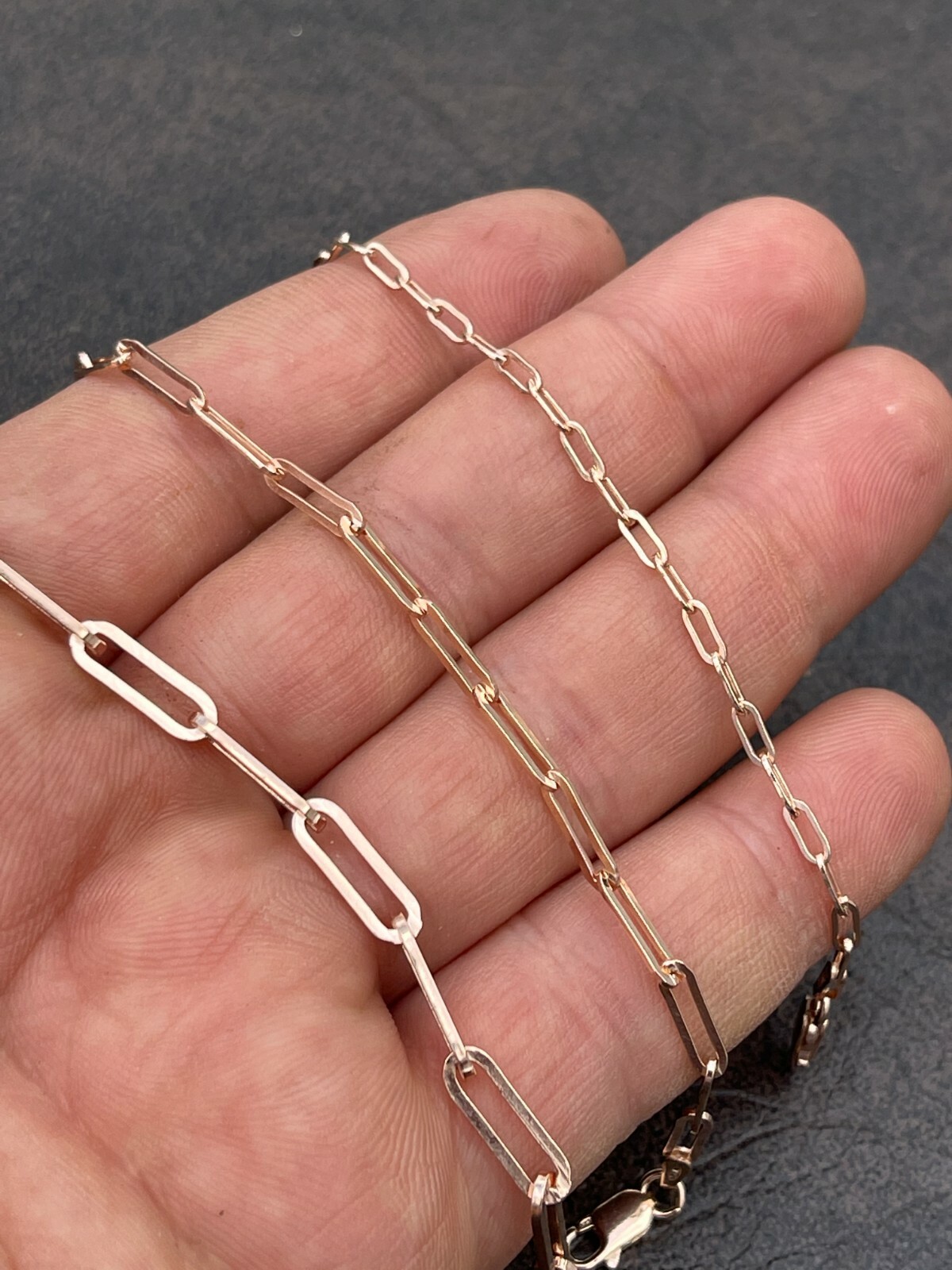 14k Rose Gold Plated 925 Sterling Silver Paperclip Bracelet 2.5mm-4mm 6-8.5″