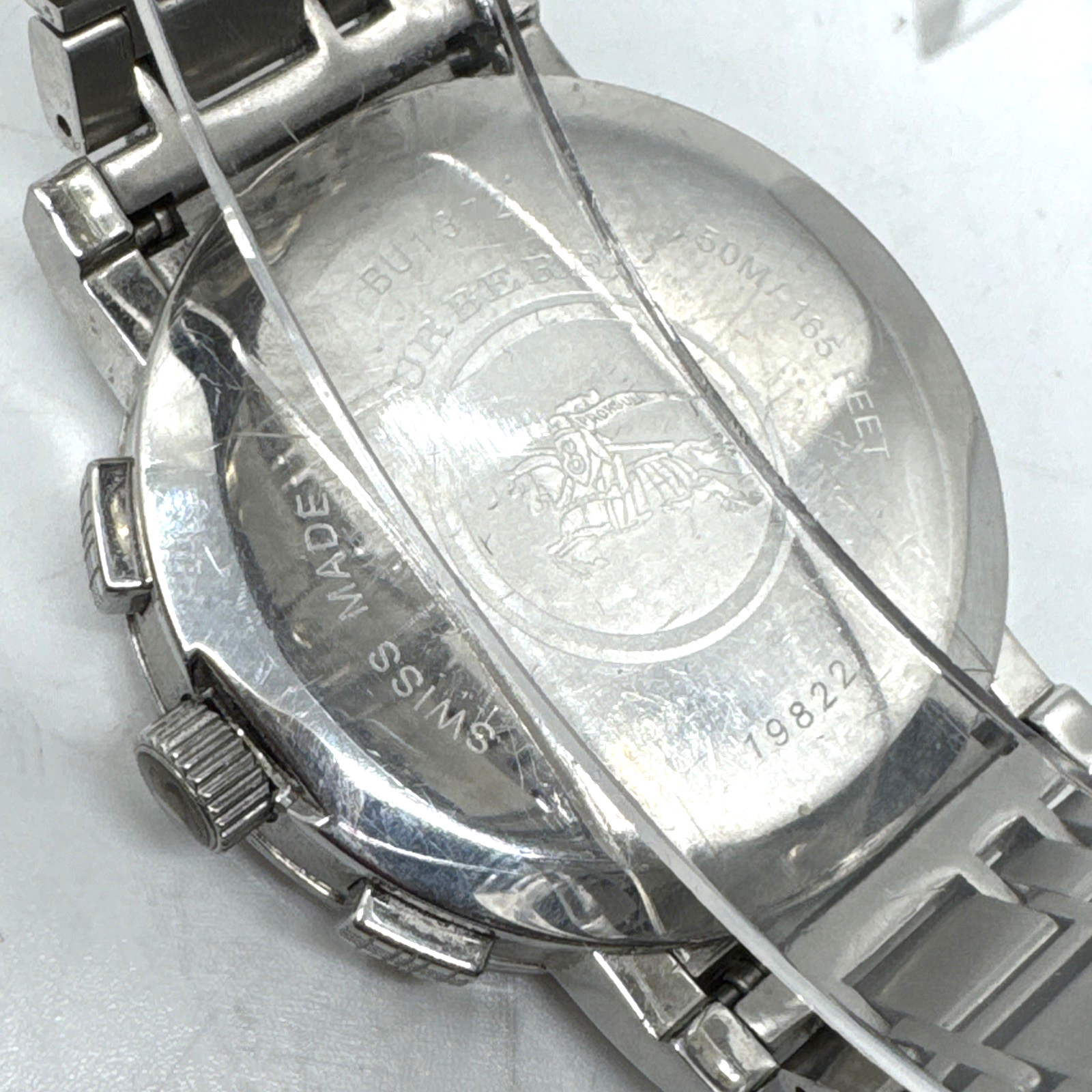 BURBERRY BU1372 Watch 40mm Quartz Silver Mens 5ATM Maintained Battery Tested