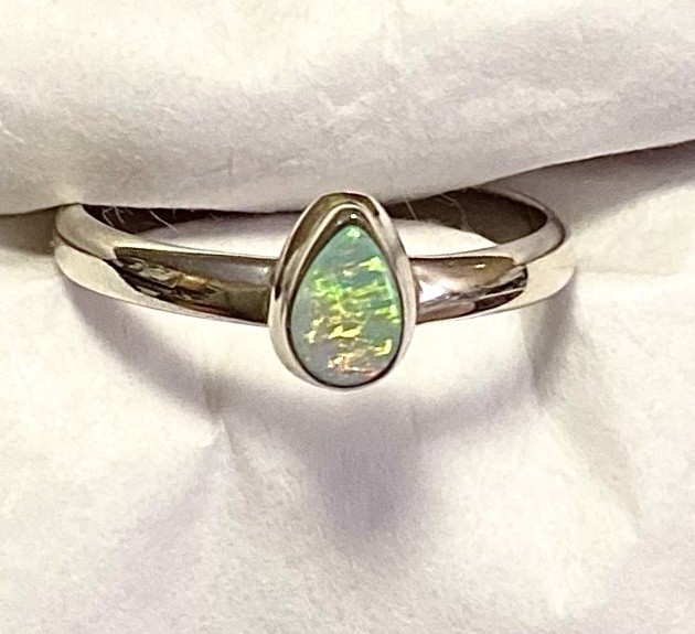 Amazing Natural Australian Opal Ring 925 Sterling Silver Size 8🌹