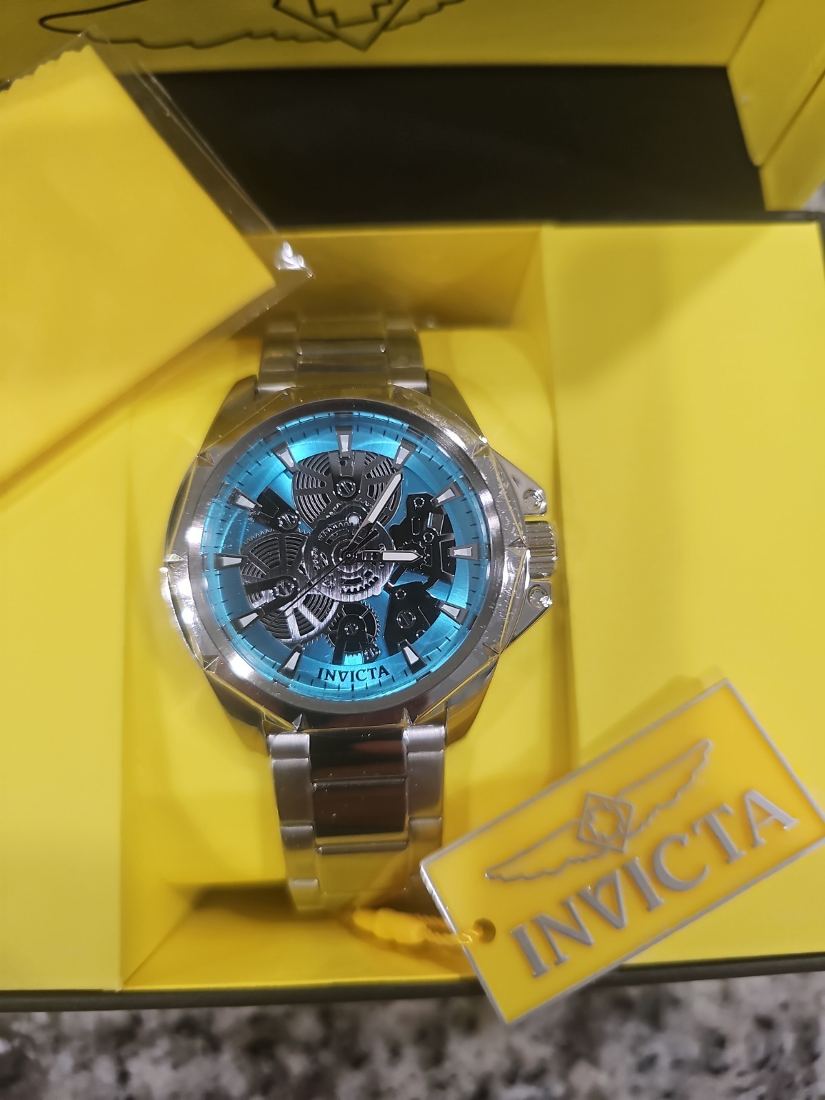 Retail 299.99! Invicta Auqa Objet D Art Men Watch w/ Skeleton Dial – 44mm. Steel