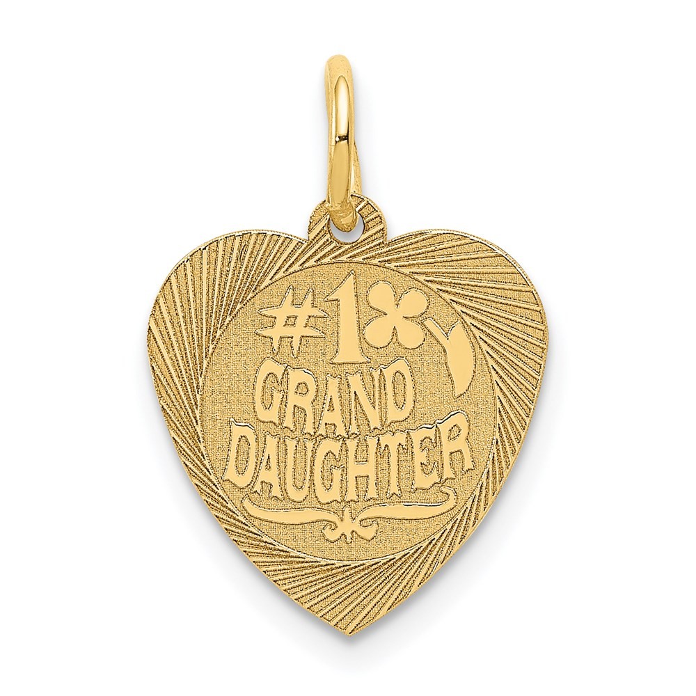 14k Yellow Gold “#1 GRANDDAUGHTER” 14mm Engravable Heart Charm Pendant