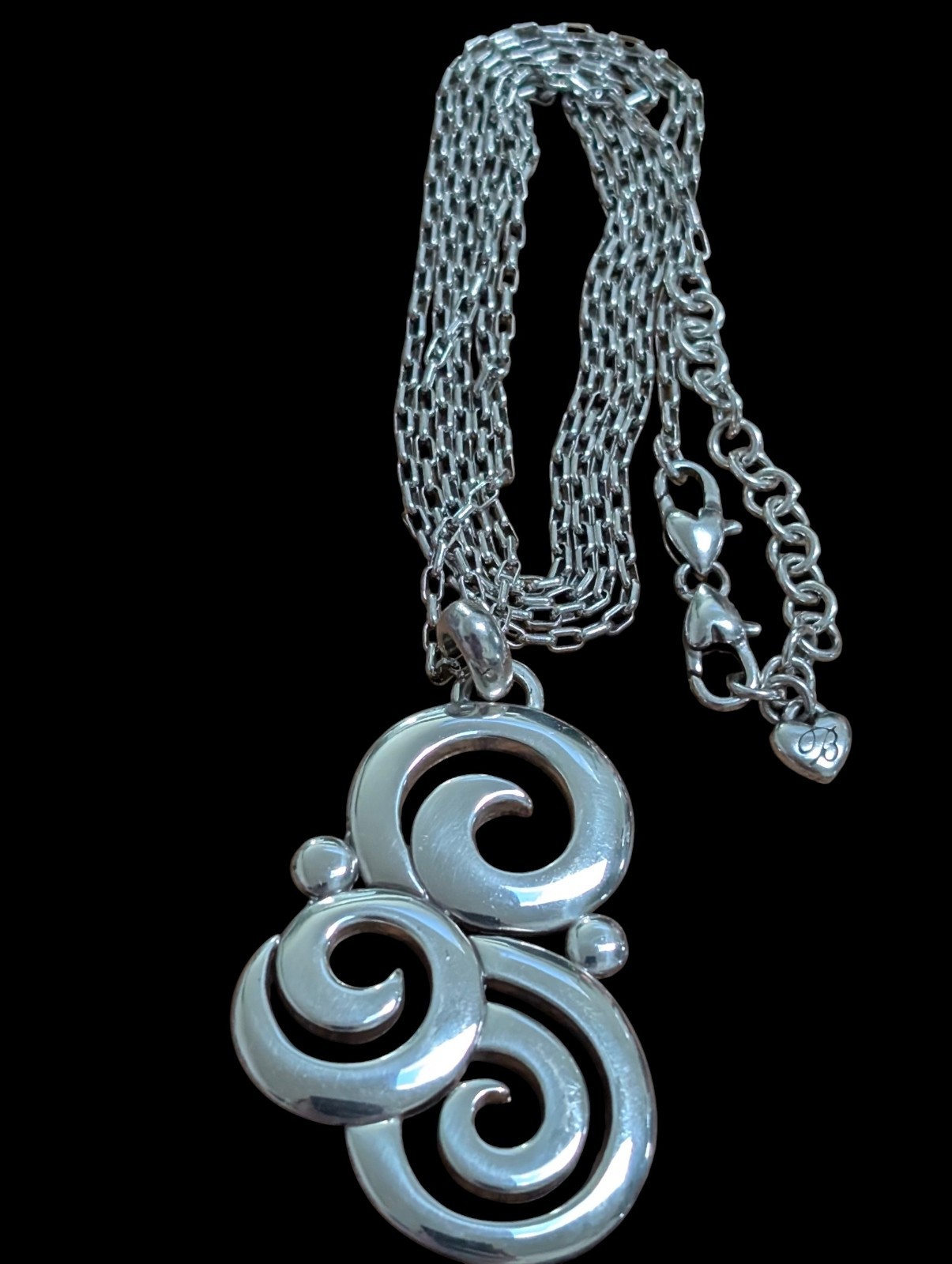 Brighton Vintage 40″ Long Multi Strand Scroll Pendant Statement Necklace Retired