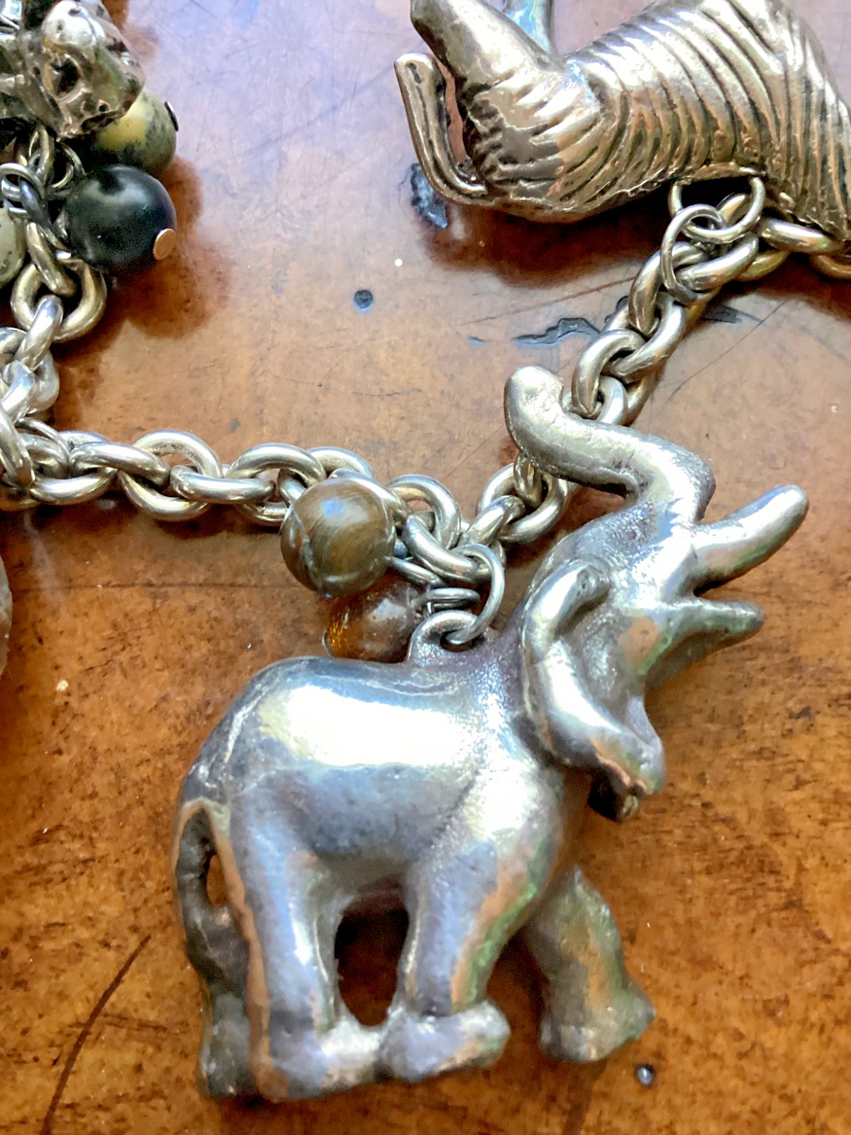 Susan Cummings Endangered Species African Animal Charm Necklace 19″ Sterling