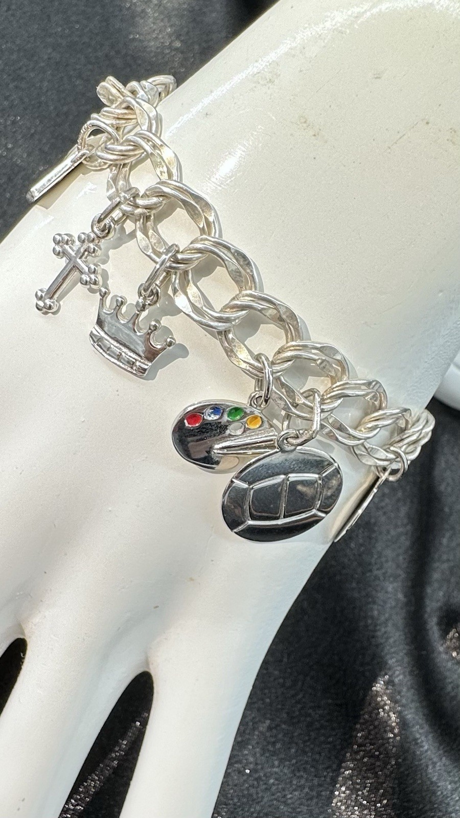Rembrandt RQC Music Art (11) Charms Sterling Silver Rodium Plated Bracelet 6.25”