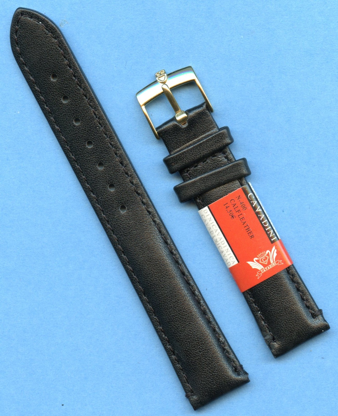 GENUINE BLACK CALF LEATHER CERVIN STRAP & 17mm 18mm 19mm & TUDOR GOLD BUCKLE