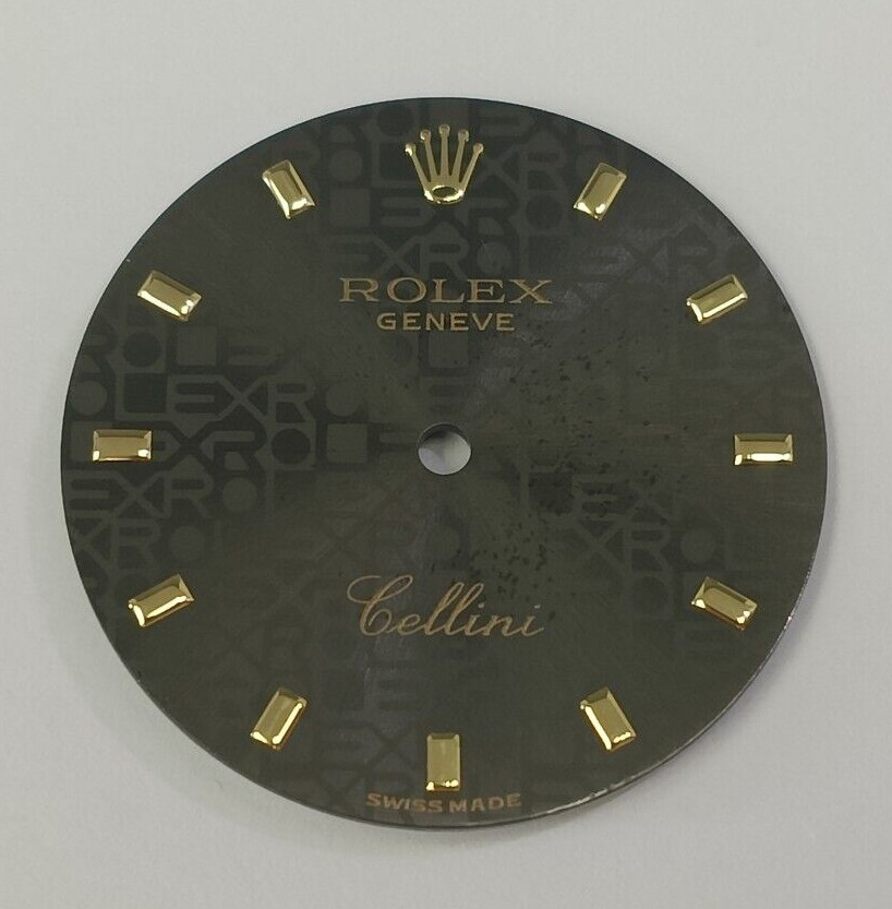 ROLEX 33 MM CELLINI 6622 WATCH BLACK COMPUTER DIAL 24 MM (GOOD & ORIGINAL)