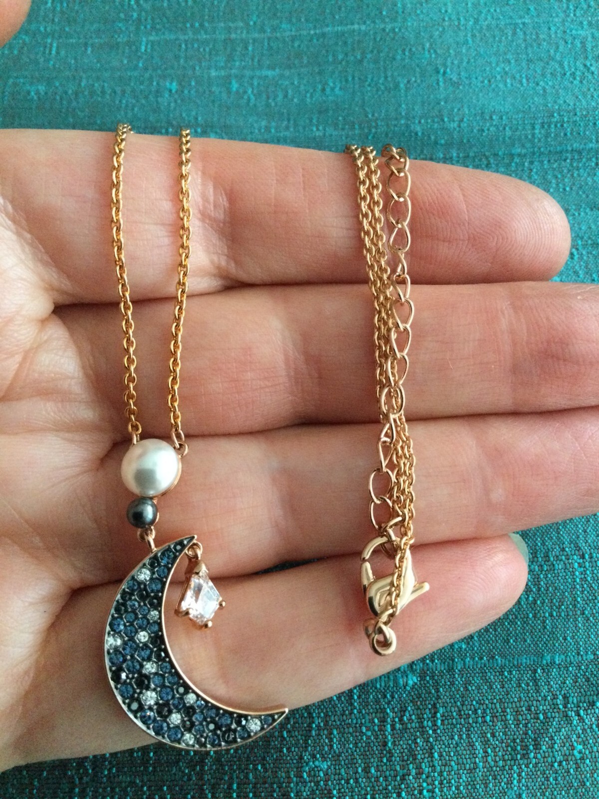 Genuine Signed Swarovski SUBLIMA Moon Pendant, Boxed with Tag